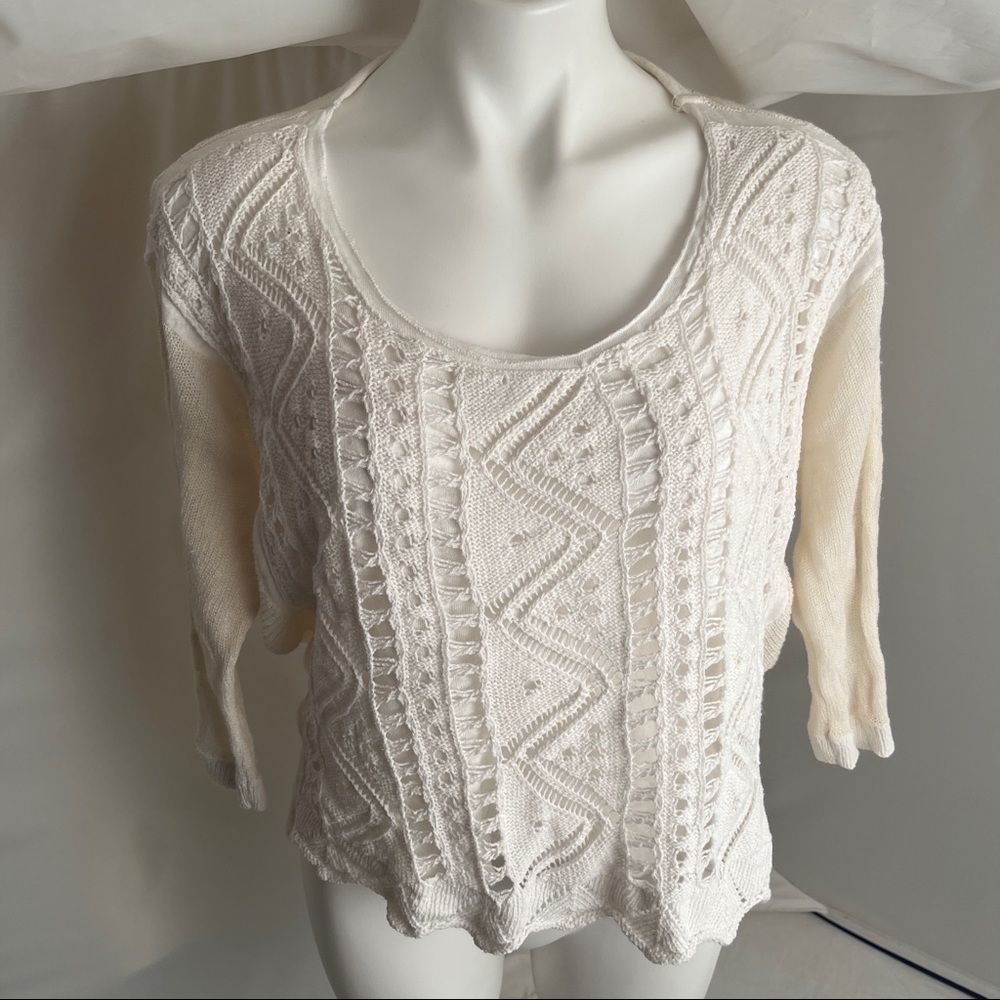 Anthropologie Moth two tone cream/off-white sweater L